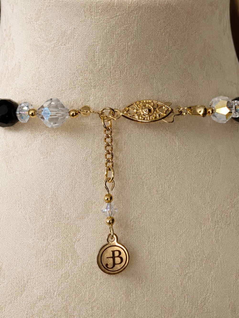 JB Original - Gilded Eclipse | Reclaimed Vintage Black Milk Glass & AB Crystal - Picture 7 of 8